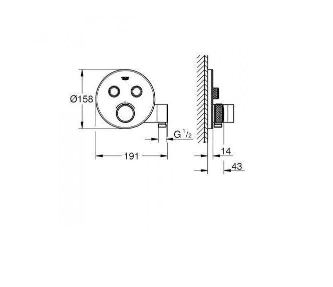 Термостат на два виходи з вбудованим утримувачем для ручного душа Grohe Grohtherm SmartControl (29120000)
