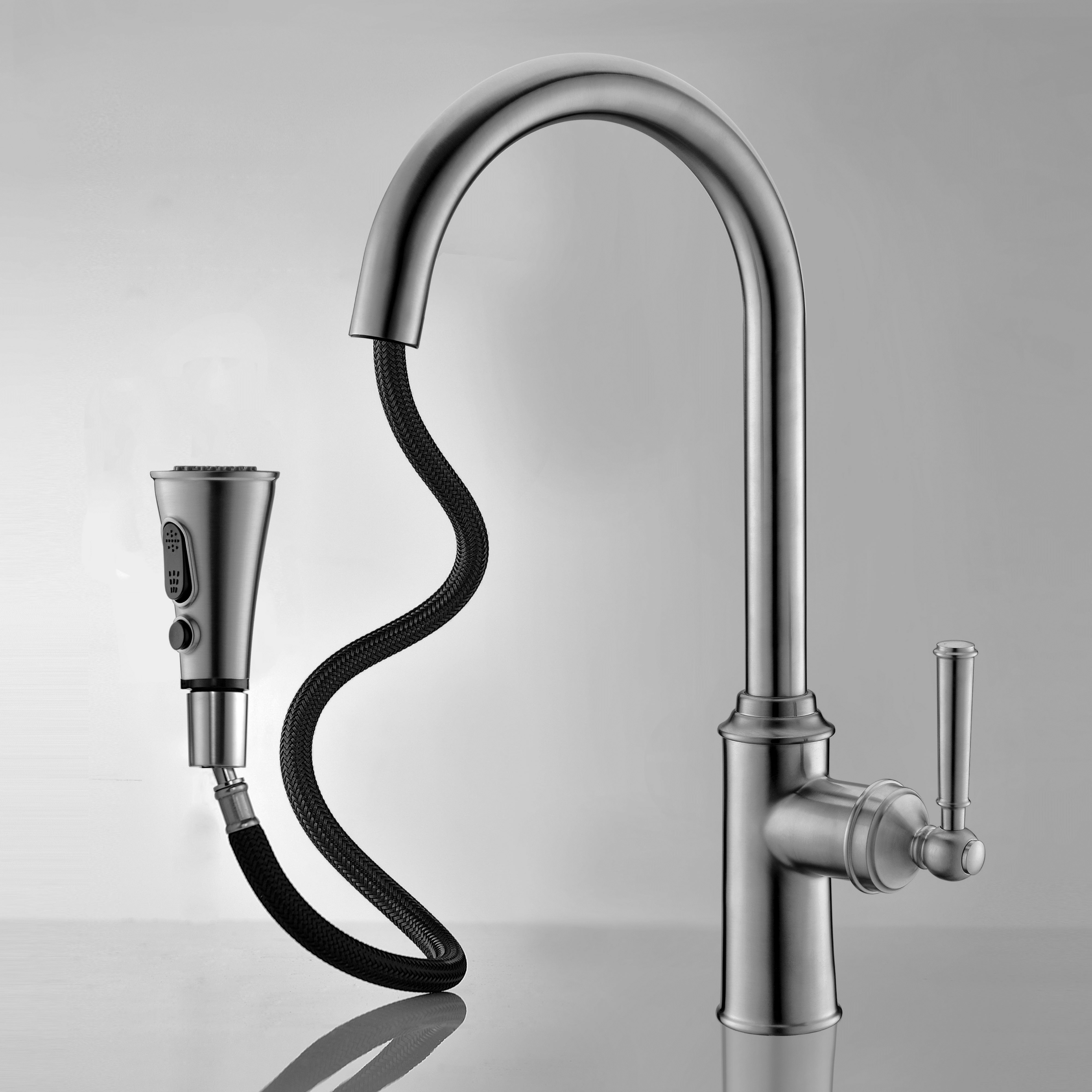 HYDRANT змішувач для кухні, висувна лійка 500 мм, 3 функції, 35 мм