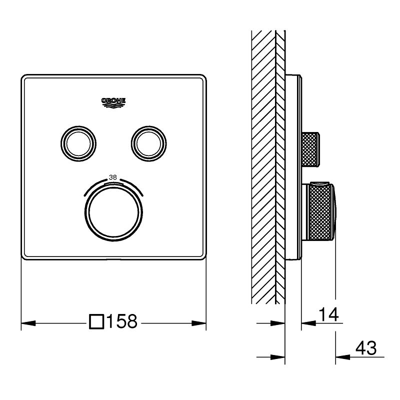Термостат для вбудованого монтажу на два виходи Grohe Grohtherm SmartControl (29156LS0)