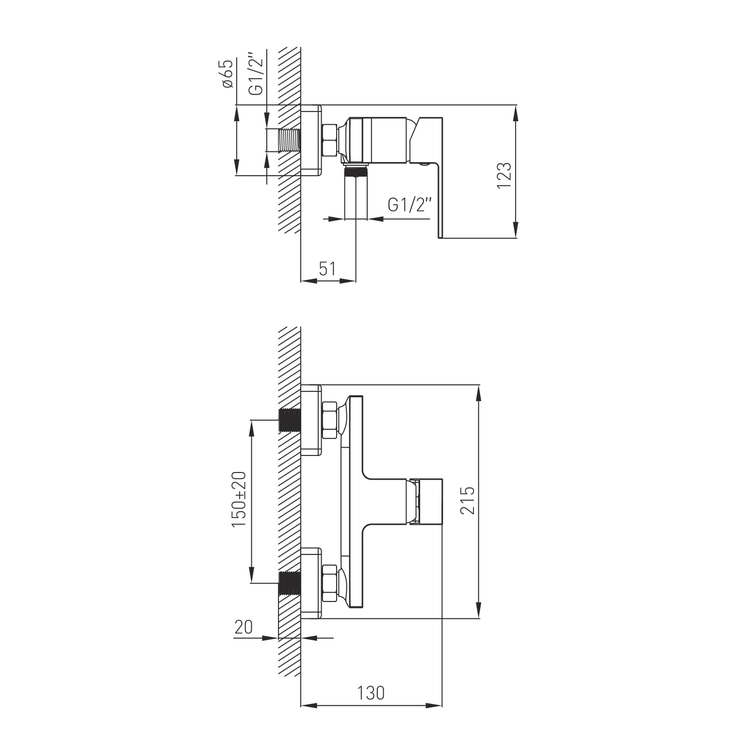 LEON змішувач для душа, 35 мм, de la noche