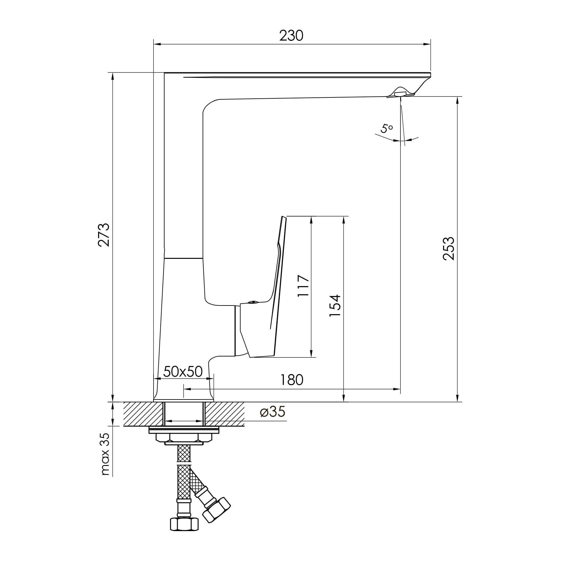 VITE змішувач для кухні, хром, 35 мм
