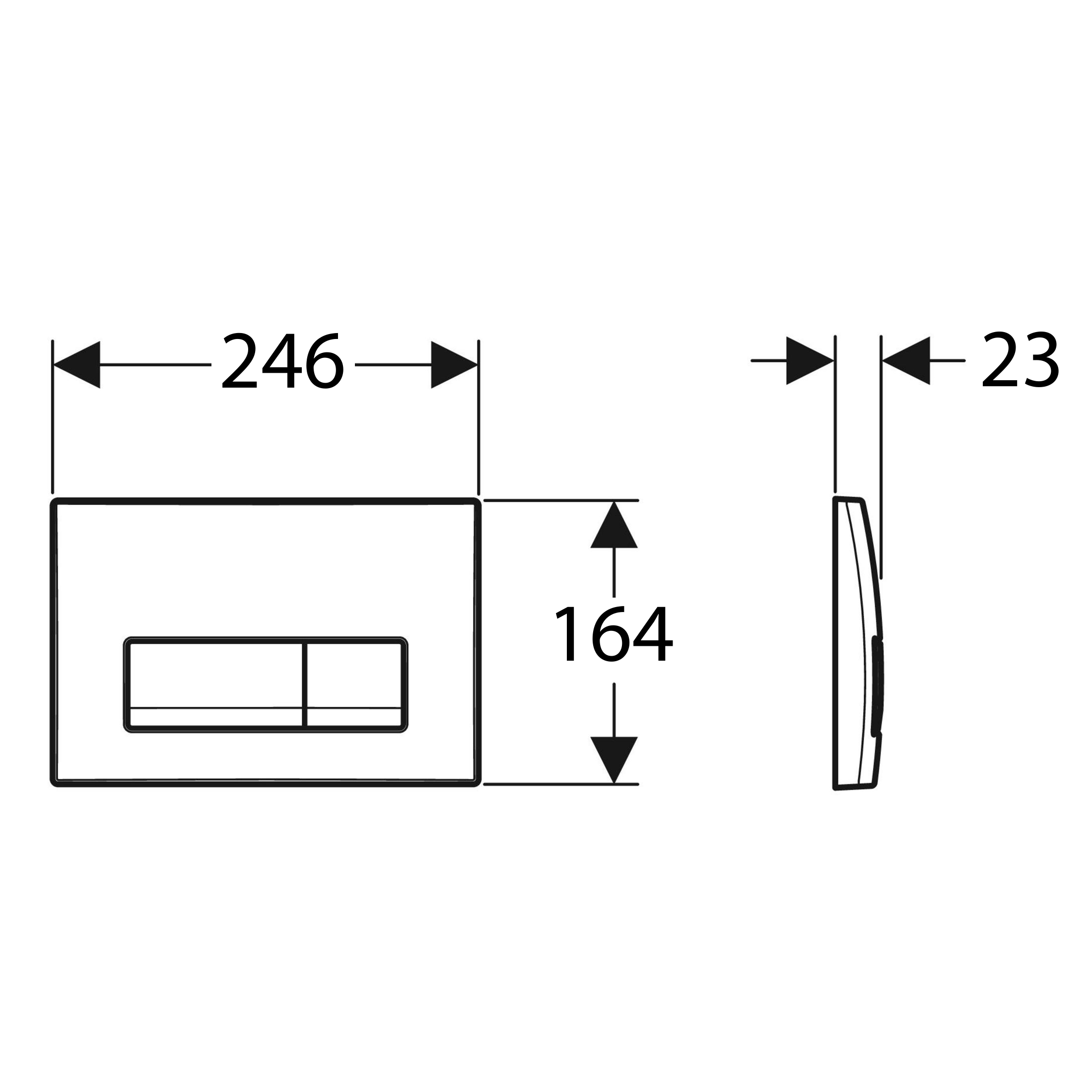 DELTA50 змивна клавіша, пластик, хром.мат.