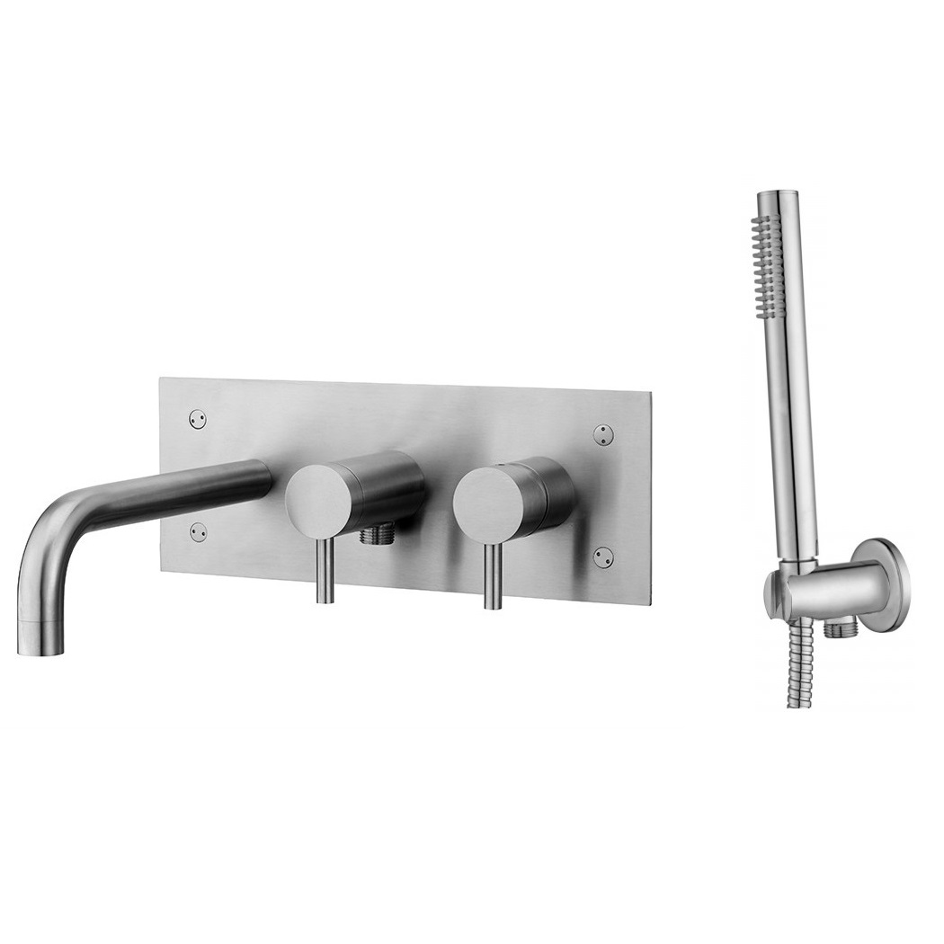 Змішувач для ванни Paffoni Steel зі стіни з душовим гарнітуром, сталь