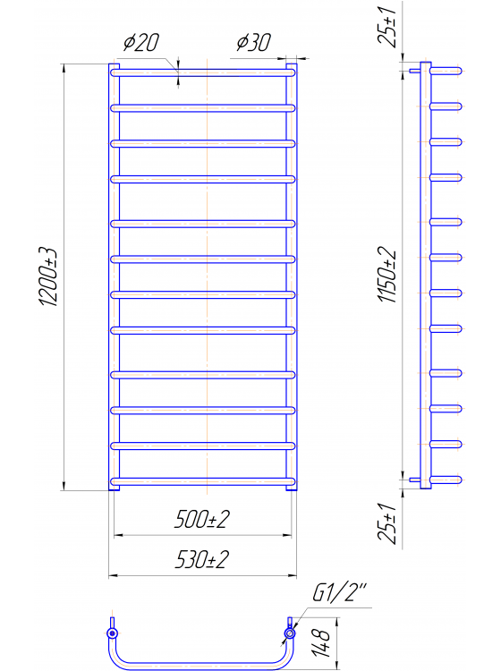 Стандарт 1200x530/500